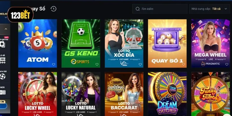  Các sảnh xổ số quốc tế 123BET cũng thu hút đông đảo người chơi tham gia trải nghiệm